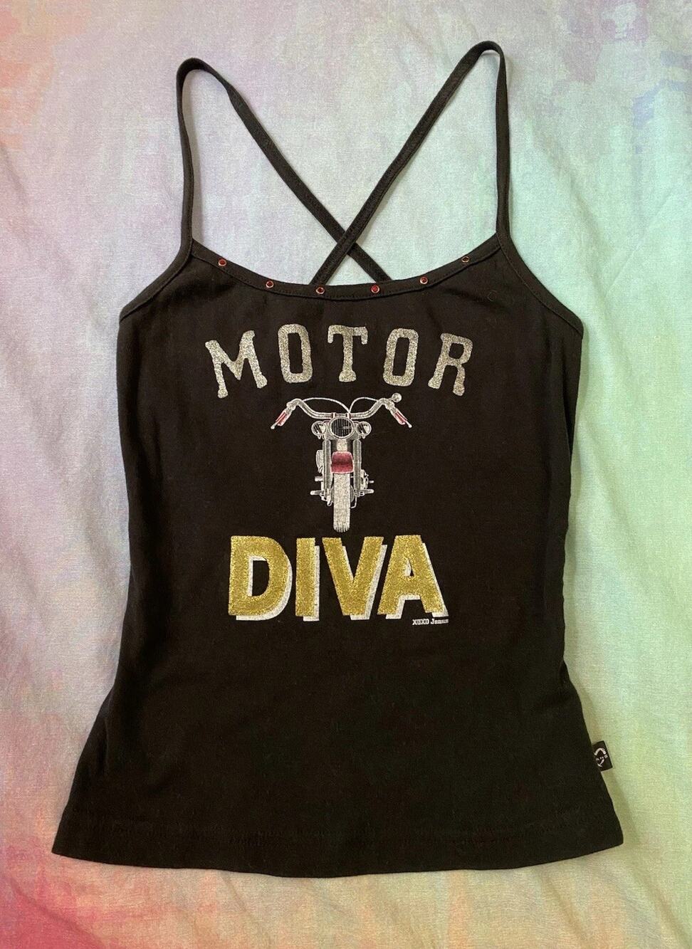 Vintage Y2K XOXO Jeans Indie Sleaze Motorcycle Biker Mcbling Tank Top Studded M